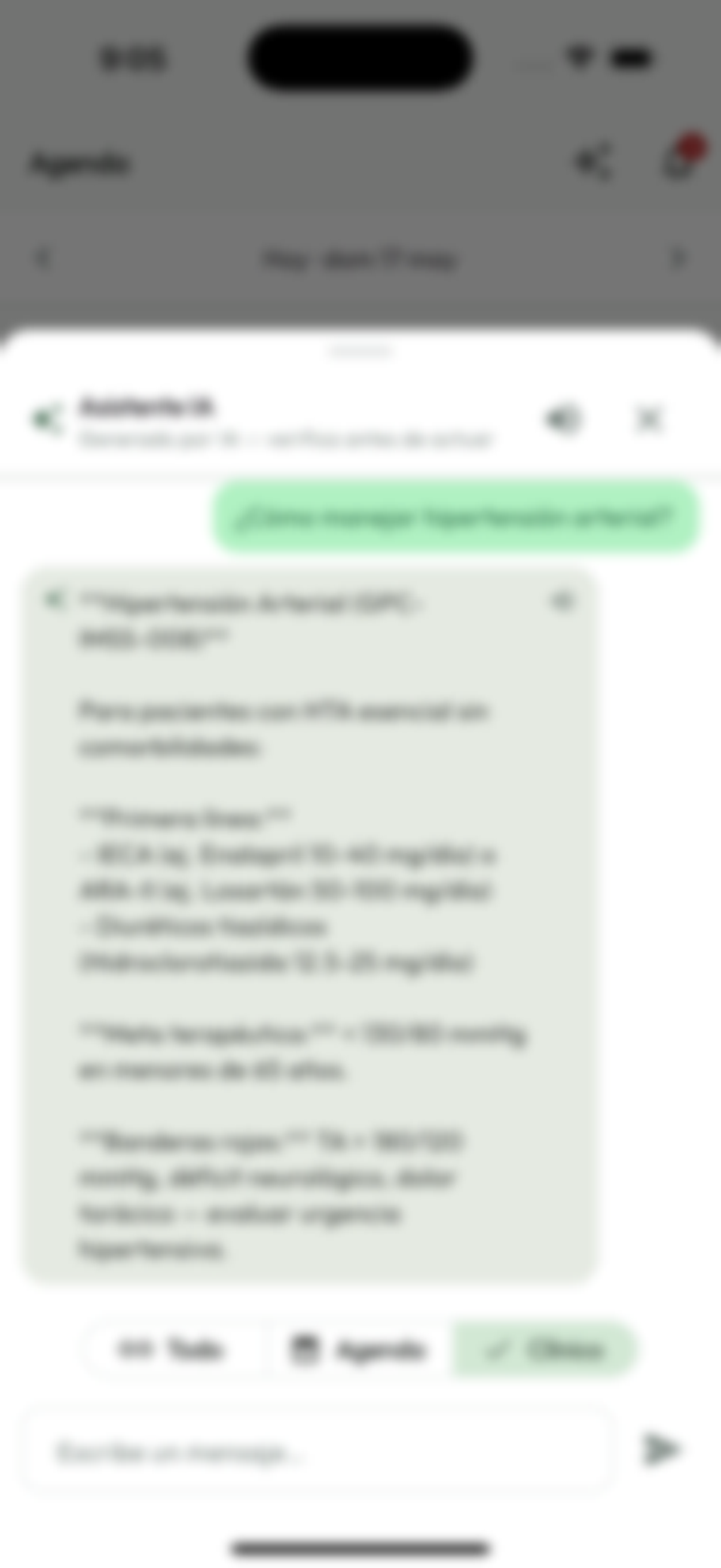 Captura de pantalla móvil — Asistente Clínico IA