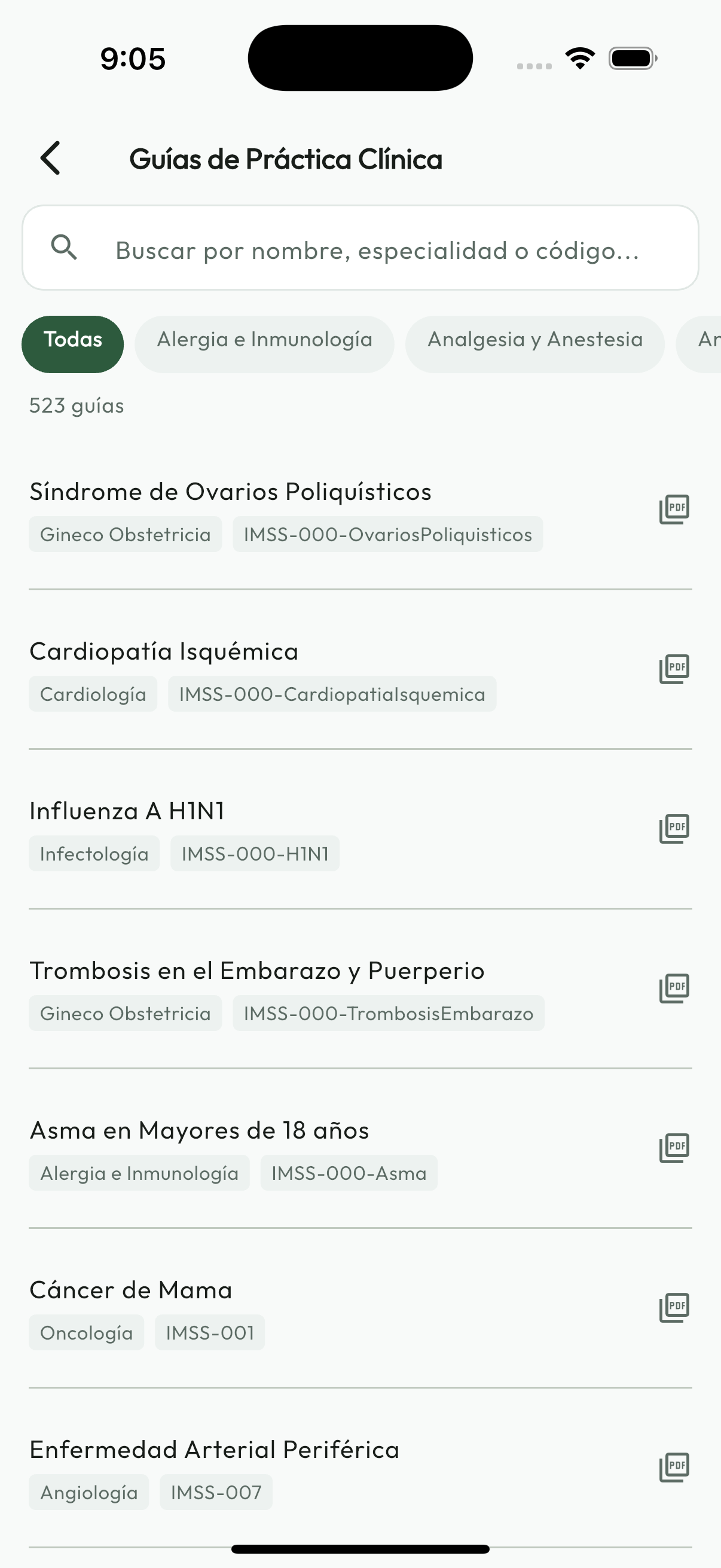 Captura de pantalla — Inteligencia Clínica (GPC)